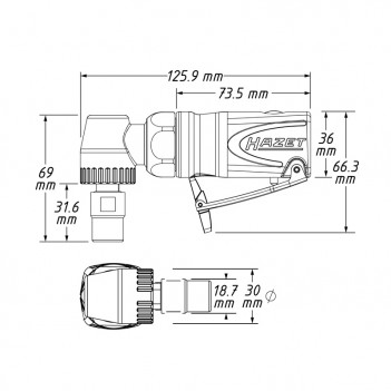 Mini meuleuse coudée 224 Watt 9032M-5 Hazet