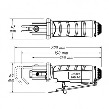 Pneumatische Säbelsäge + Zubehör 9034P-2 Hazet