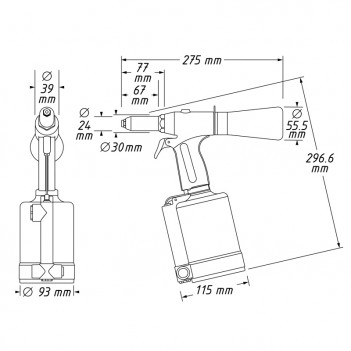 Blindniet-Pistole Pneumatische 9037N-2 Hazet