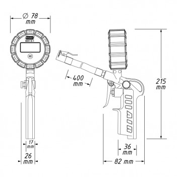 Pistolet de gonflage numérique 10 bar 9041D-1 Hazet