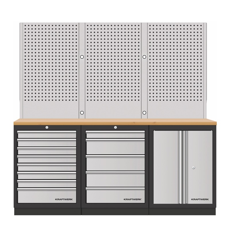 Werkstattmöbel 3-teilig Werkbank + Lochwand Mobilio 3964K-85S-W Kraftwerk