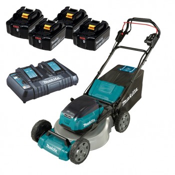 Tondeuse 46 cm 2x18V + 4 Accus 5.0Ah + Chargeur Makita DLM462PT4