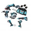 Set de 5 machines + lampe LXT 18V DLX6104TX2 Makita