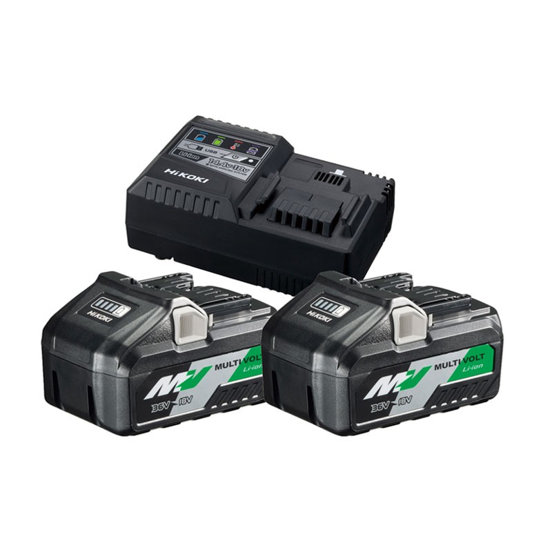 Set de 2 batteries BSL36B18 + 1 Chargeur (18V 8.0Ah/36V 4.0Ah) UC18YSL3WFZ Hikoki