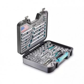 Jeu de clés à douille pouce/inch 1/4" + 1/2", 87-pcs Technocraft