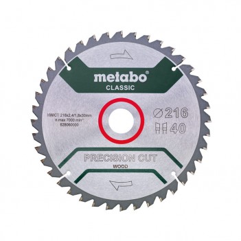 Sägeblatt PRECISION CUT WOOD - CLASSIC, 216x30, Z40 WZ 5° Neg Metabo