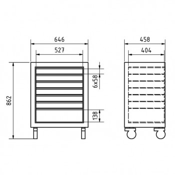 Unterschrank 7 Schubladen mit Rollen, Werkstattwagen Mobilio 3964-15 Kraftwerk