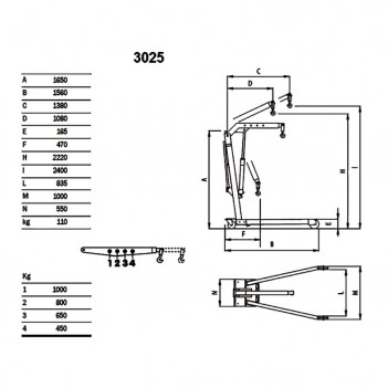 Grue hydraulique pliable avec pompe à double effet 3025 Beta