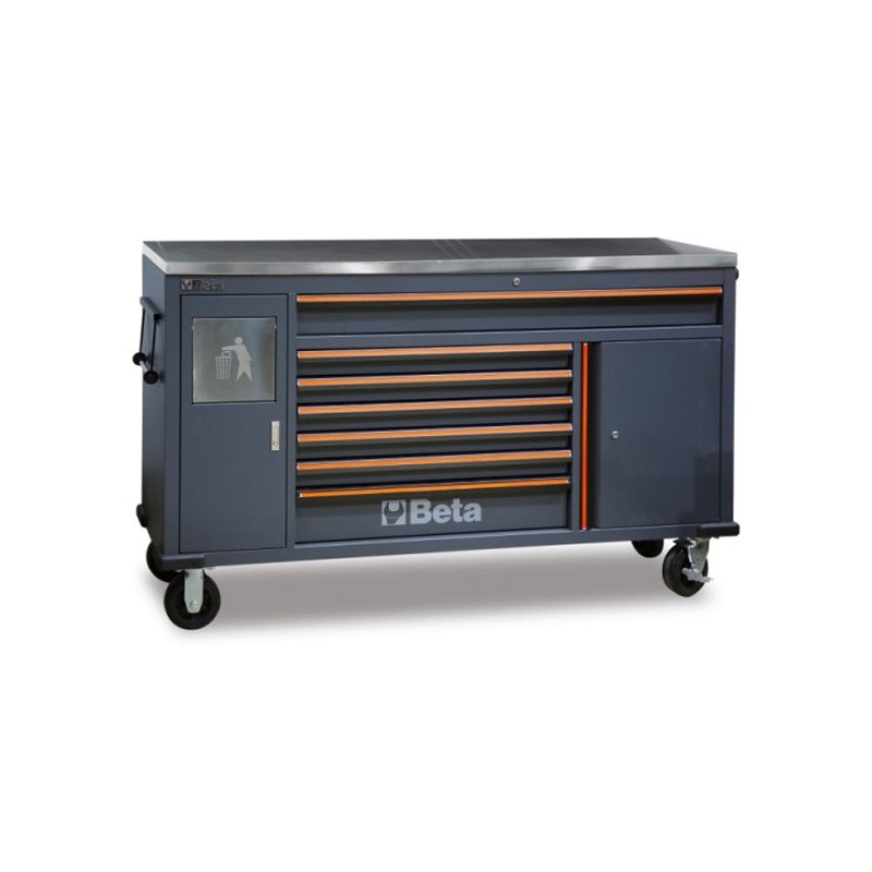 Werkzeugwagen Work Station mit 7 Schubladen und Mülleimer C45PRO 2.0 MWS Beta Werkzeugwagen Work Station mit 7 Schubladen und Mülleimer C45PRO 2.0 MWS Beta