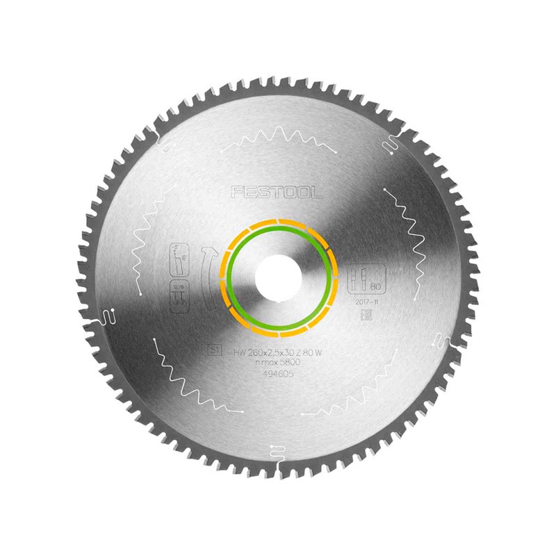 Kreissägeblatt WOOD FINE CUT HW 260x2,5x30 W80 Festool