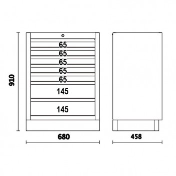 Module fixe avec 7 tiroirs C45PRO 2.0 M7 pour ameublement C45PRO Beta