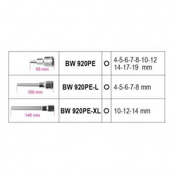 Sechskant-Steckschlüsseln 1/2" 18-tlg. BW 923E-PE/C18 Beta