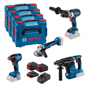 Set mit 4 Maschinen 18V + 3 Batterien + L-Boxx Bosch