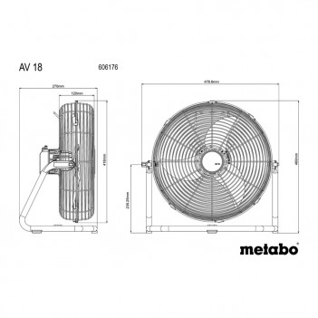 Akku-Ventilator AV 18 18V 355 mm Metabo