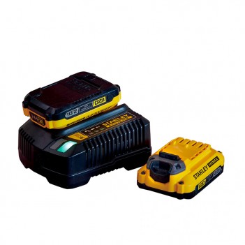 Set mit 2 Batterien V20 18V 2.0Ah + Ladegerät SFMCB12D2 Stanley