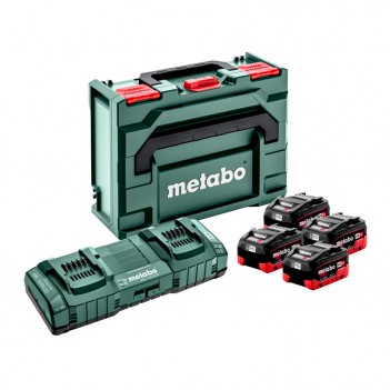 Set 4 Accus LiHD 18V - 8,0 Ah avec chargeur ASC Duo + MetaBOX Metabo