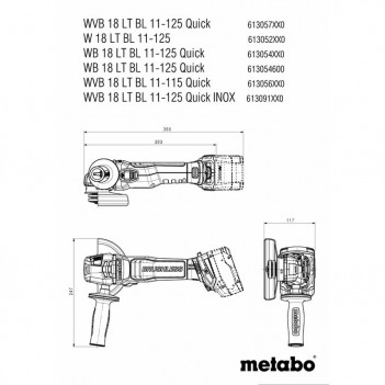 Akku-Winkelschleifer WB 18 LT BL 11-125 QUICK + 2 Akkus 5,2Ah Metabo