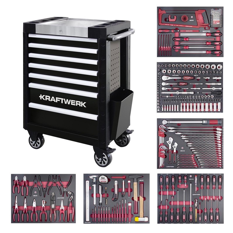 Werkstattwagen PRO LINE P407, EVA, 7 Schubladen, 280 Stk. Kraftwerk