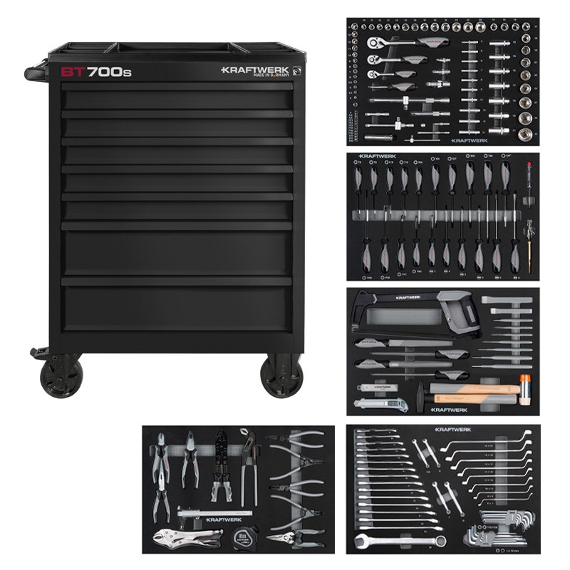 Servante d'atelier 8 tiroirs BT700 avec 236 outils KRAFTWERK