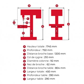 Perceuse à colonne 400V, 0,75kW, CM3 TFD-30TE ToolFrance