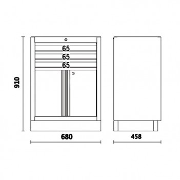 Module fixe avec 3 tiroirs et 2 portes C45PRO M3A Beta