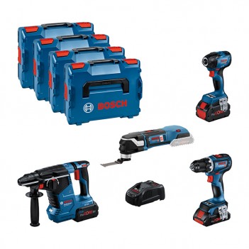 Set mit 4 Maschinen 18V + 3 Batterien + L-Boxx Bosch