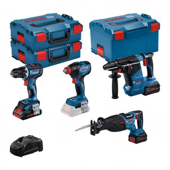 Set mit 4 Maschinen 18V + 3 Batterien + L-Boxx Bosch