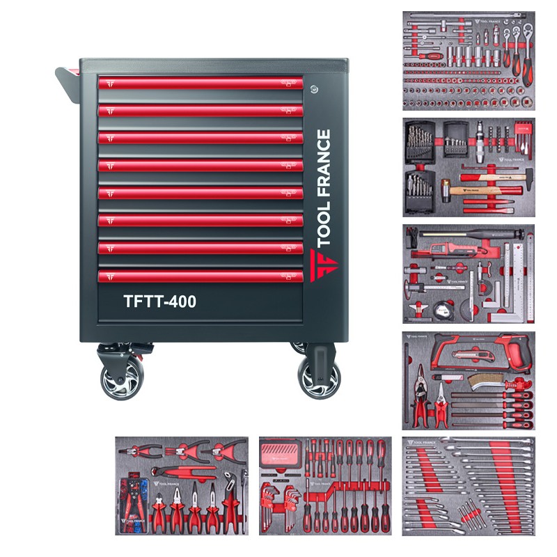 Servante d'atelier 8 tiroirs 400 outils TFTT-400 ToolFrance