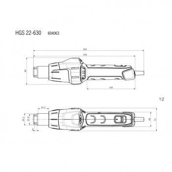 Pistolet à air chaud 2200 watts HGS 22-630 Metabo