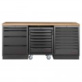 Werkstattmöbel 3-teilig Werkbank integrierter Werkzeugwagen Mobilio schwarz 3964K-BLK-002 Kraftwerk