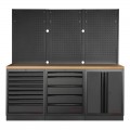 Werkstattmöbel 3-teilig Werkbank + Lochwand Mobilio schwarz 3964K-BLK-006 Kraftwerk