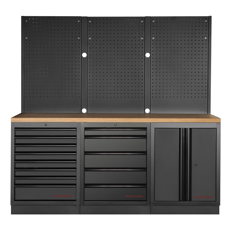 Mobilier d'atelier 3 éléments établi + Panneau perforé Mobilio noir 3964K-BLK-006 Kraftwerk Mobilier d'atelier 3 éléments établi + Panneau perforé Mobilio noir 3964K-BLK-006 Kraftwerk