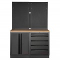 Werkstattmöbel 2 Elemente Werkbank + Lochwand Mobilio schwarz 3964K-BLK-019 Kraftwerk