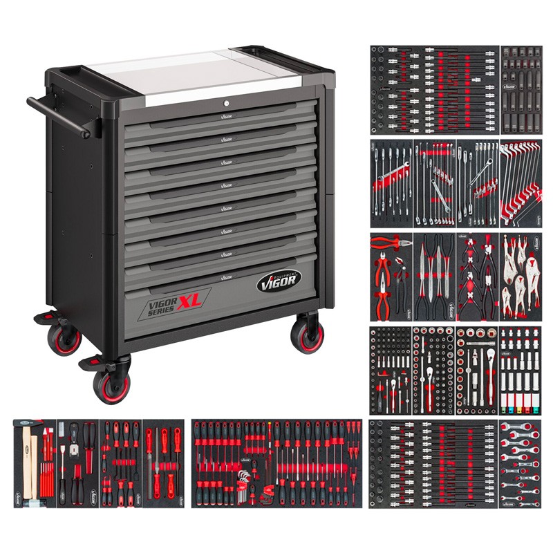 Servante d'atelier XL 499 outils V4481-X/499 Vigor Servante d'atelier XL 499 outils V4481-X/499 Vigor