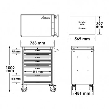 Servante d'atelier L 442 outils V1901-X/442 Vigor