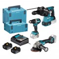 Set von 3 Maschinen 18V Bohrmaschine/Schleifmaschine/Bohrhammer DLX3195JX1 Makita
