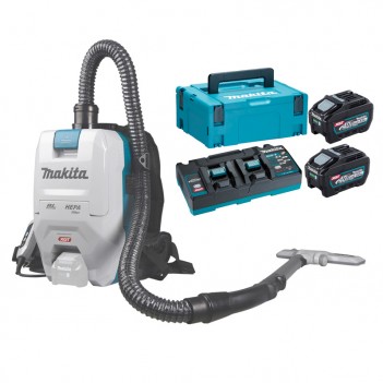 Akku-Rucksackstaubsauger XGT 40V + 2 Akkus 5Ah und Doppelladegerät VC008GZ Makita