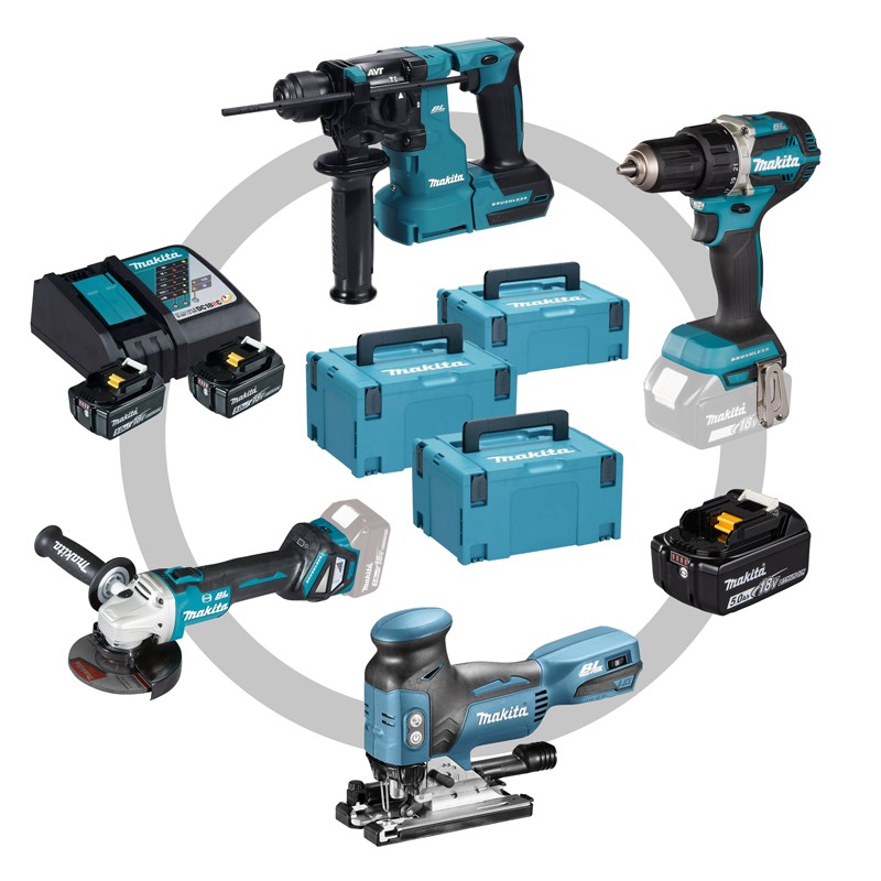 Set électricien 4 machines + 3 Accus et chargeur 18V Makita Set électricien 4 machines + 3 Accus et chargeur 18V Makita