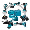 Sanitärset 5 Maschinen + 3 Akkus und Ladegerät 18V Makita