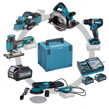 Set menuisier 5 machines + 3 Accus et chargeur 40V Makita