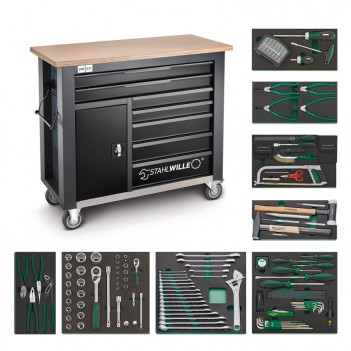 Servante d'atelier 7 tiroirs avec établi, 182 outils 152A Stahlwille