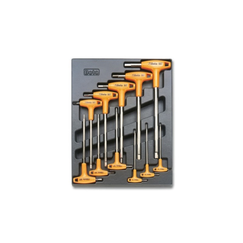 Starre thermogeformte Schale mit 11 Sechskantschlüsseln mit T-Griff T50 Beta Starre thermogeformte Schale mit 11 Sechskantschlüsseln mit T-Griff T50 Beta