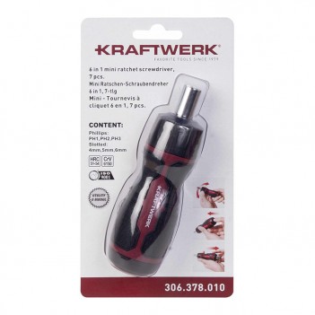 Mini Ratschen-Schraubendreher 6 in 1, 1/4", 7-tlg Kraftwerk