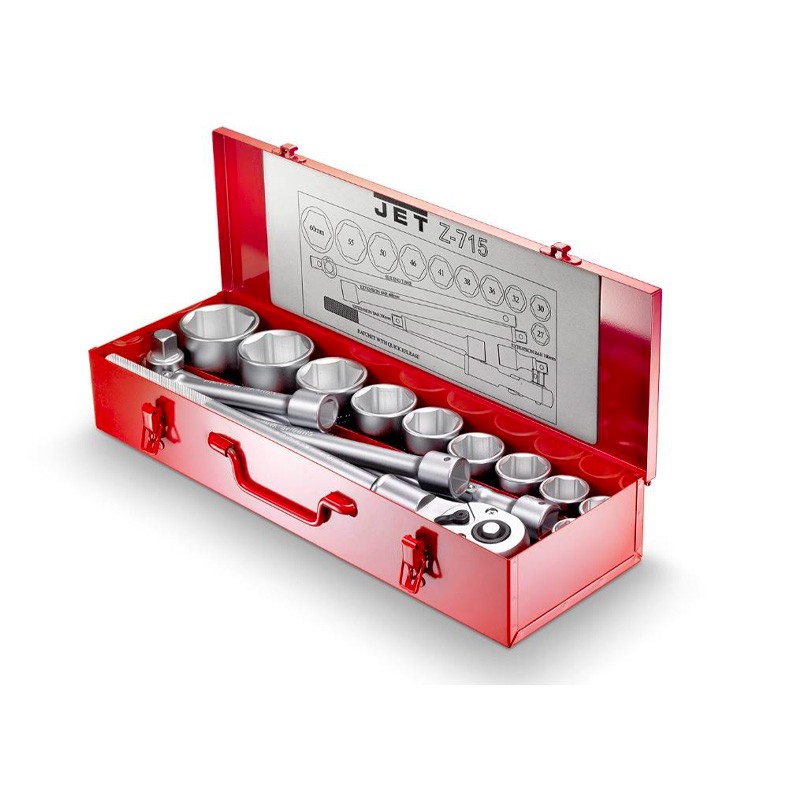 Jeu de clés à douilles camion 15 pcs. 27-60mm Z-715 Jet Jeu de clés à douilles camion 15 pcs. 27-60mm Z-715 Jet