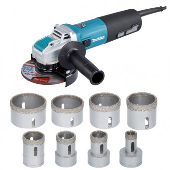 Set Schleifscheibe Ø125 mm X-LOCK Makita + Bohrkrone Bosch