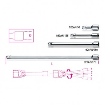 Rallonge angulaire carrés mâle et femelle 1/2" 920AN/250 Beta