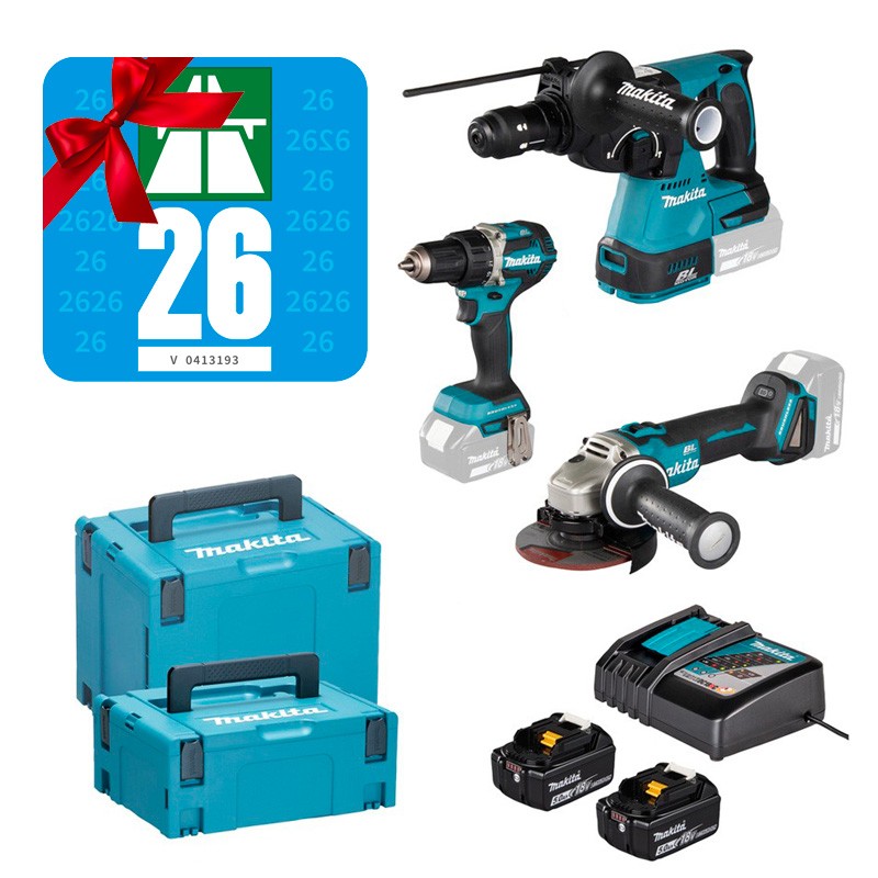 Set de 3 machines 18V Perceuse/Meuleuse/Perfo DLX3195JX1 Makita