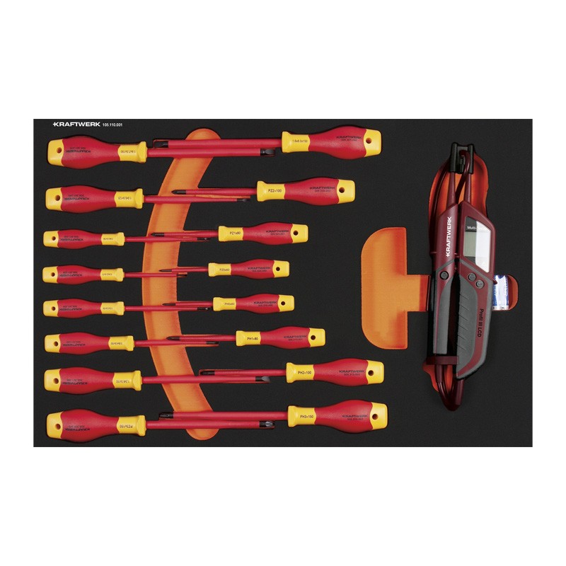 Insert VDE avec tournevis fente / Phillips/ Pozidriv 16 pcs. Kraftwerk