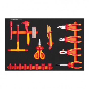 VDE Einlage mit 3/8" Knarre/Stecks./Zangen/Schneidw. 18-tlg. Kraftwerk