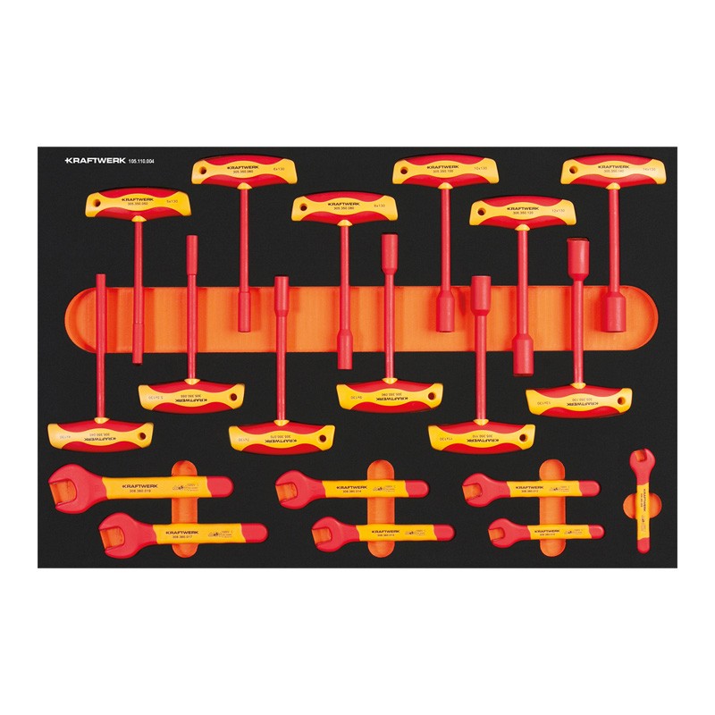 Insert VDE Clé à fourche/ à douille poignée en T hexagon 19pcs. Kraftwerk